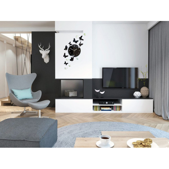 Ceasuri negre pentru perete cu fluturi