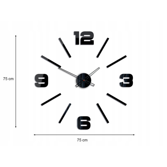 Ceasuri de perete adezive de culoare neagră, 75 cm