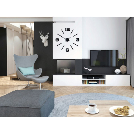 Ceasuri de perete adezive de culoare neagră, 75 cm