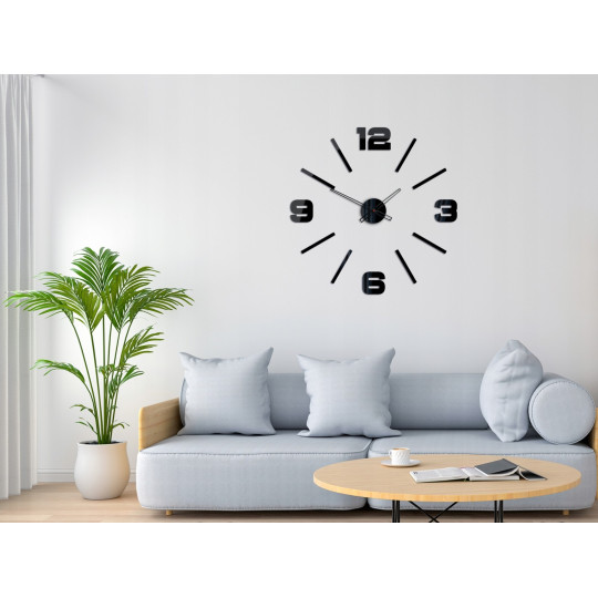 Ceasuri de perete adezive de culoare neagră, 75 cm