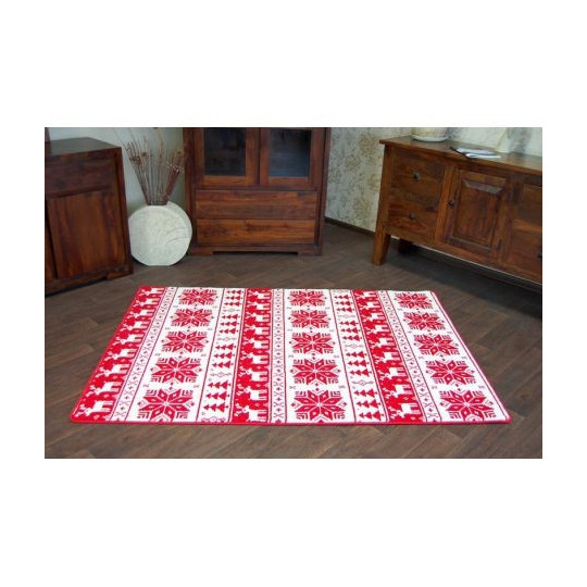 Covor de Crăciun cu motive de reni și fulgi de zăpadă