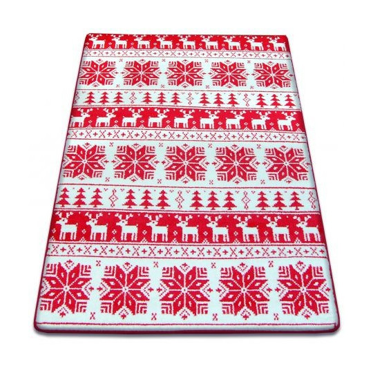 Covor de Crăciun cu motive de reni și fulgi de zăpadă