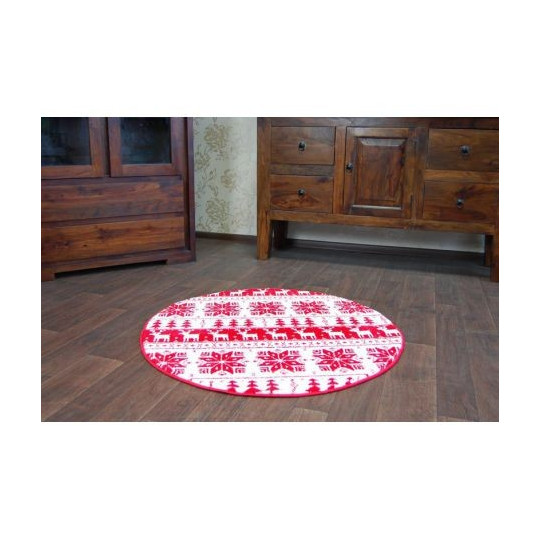 Covor modern cu motiv de Crăciun în culoare roșie