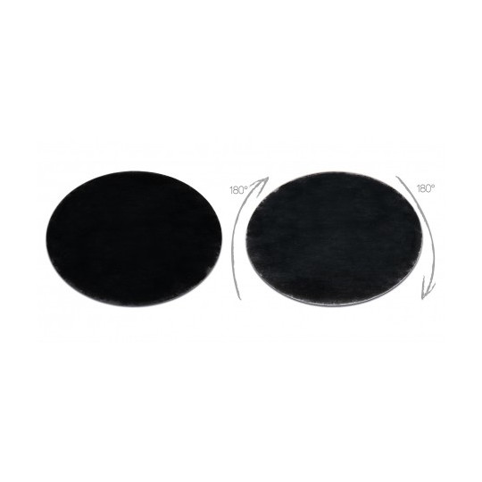 Covor de calitate negru, moale, rotund