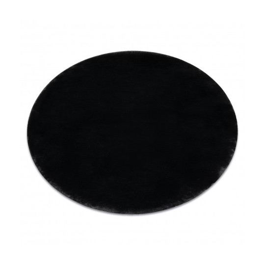 Covor de calitate negru, moale, rotund