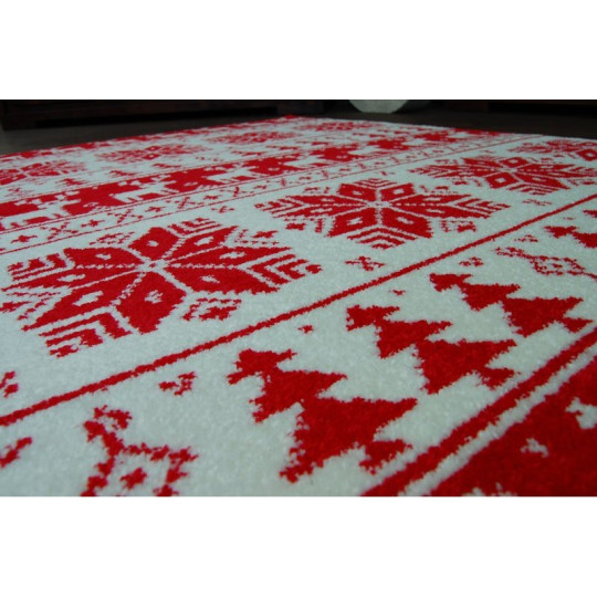 Covor de Crăciun cu motive de reni și fulgi de zăpadă