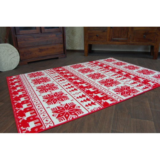 Covor de Crăciun cu motive de reni și fulgi de zăpadă