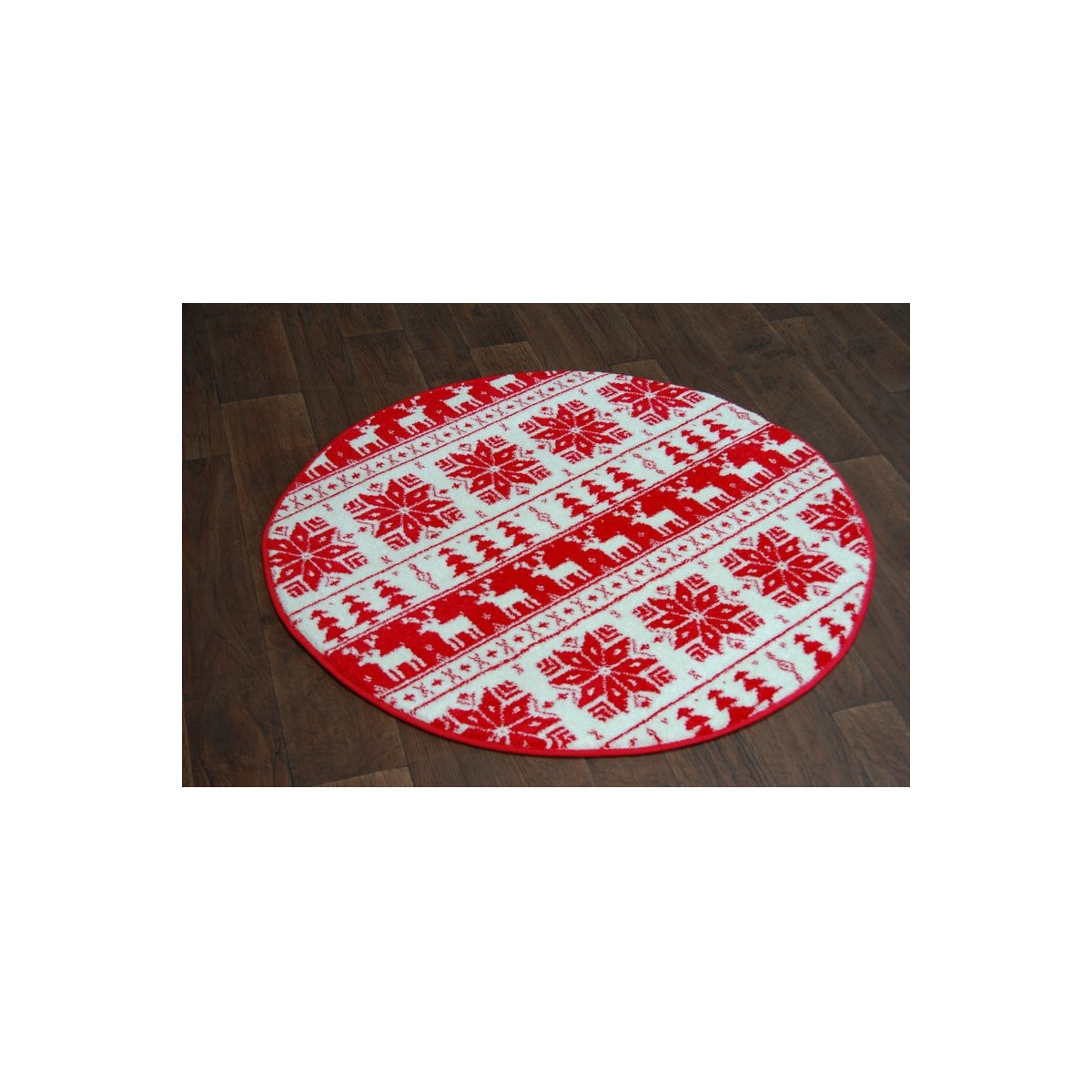 Covor modern cu motiv de Crăciun în culoare roșie