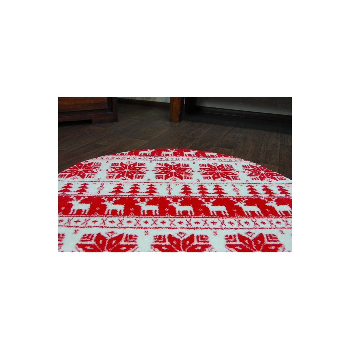 Covor modern cu motiv de Crăciun în culoare roșie