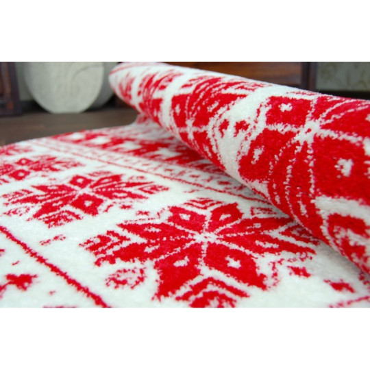 Covor modern cu motiv de Crăciun în culoare roșie