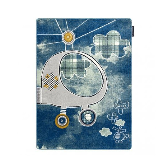 Covor de copii albastru cu elicopter