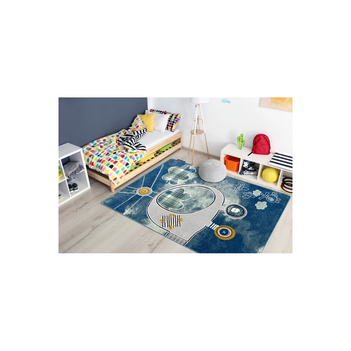 Covor de copii albastru cu elicopter