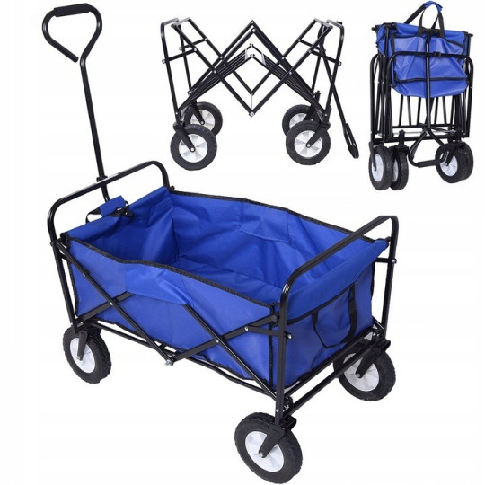 Cărucior turistic XL de culoare albastră 145l