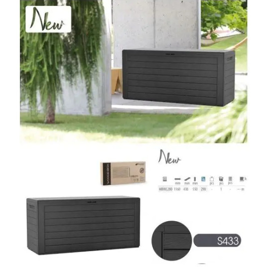 Cutie de depozitare pentru grădină, de culoare maro, 280L