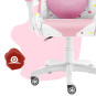 Scaun de joc pentru fete de culoare roz, cu pernă în formă de inimă.