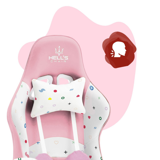 Scaun de joc pentru fete de culoare roz, cu pernă în formă de inimă.