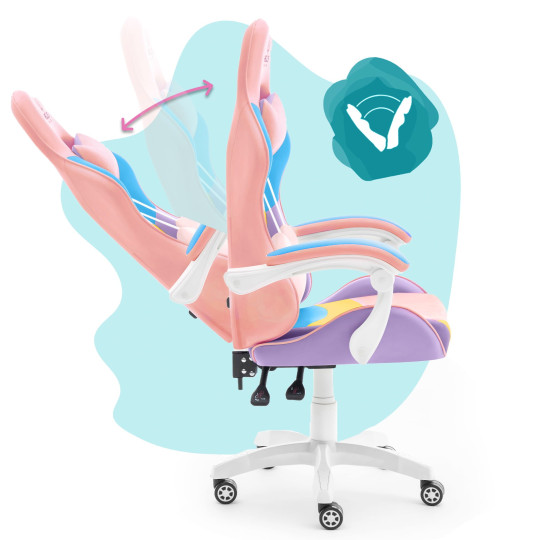 Scaun de jocuri pentru copii, reglabil, de culoare roz