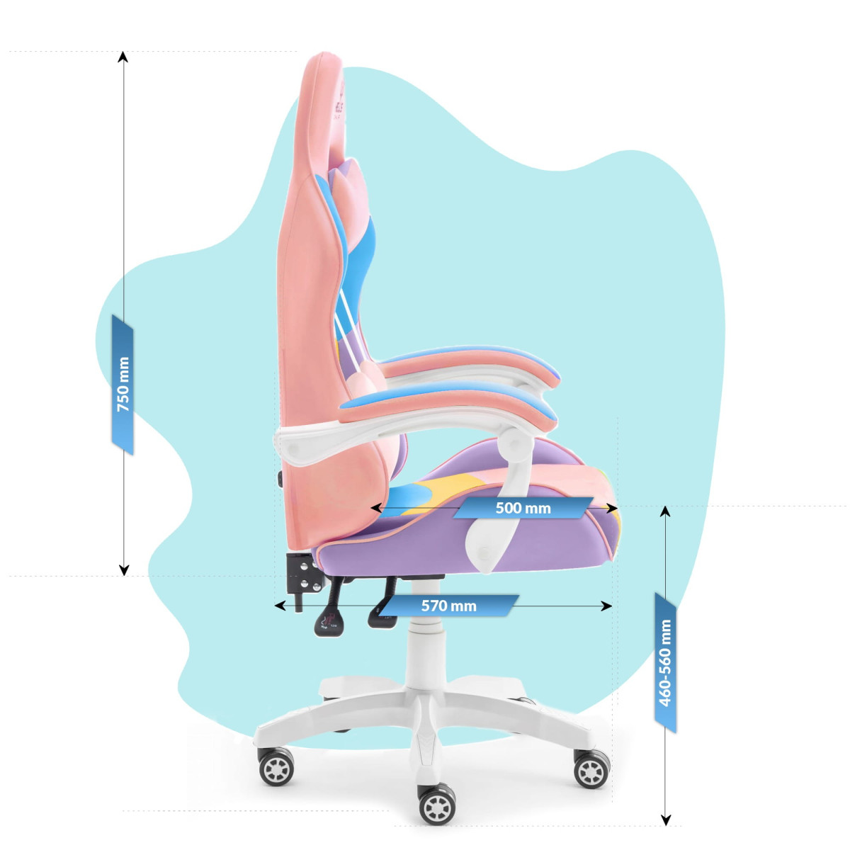 Scaun de jocuri pentru copii, reglabil, de culoare roz