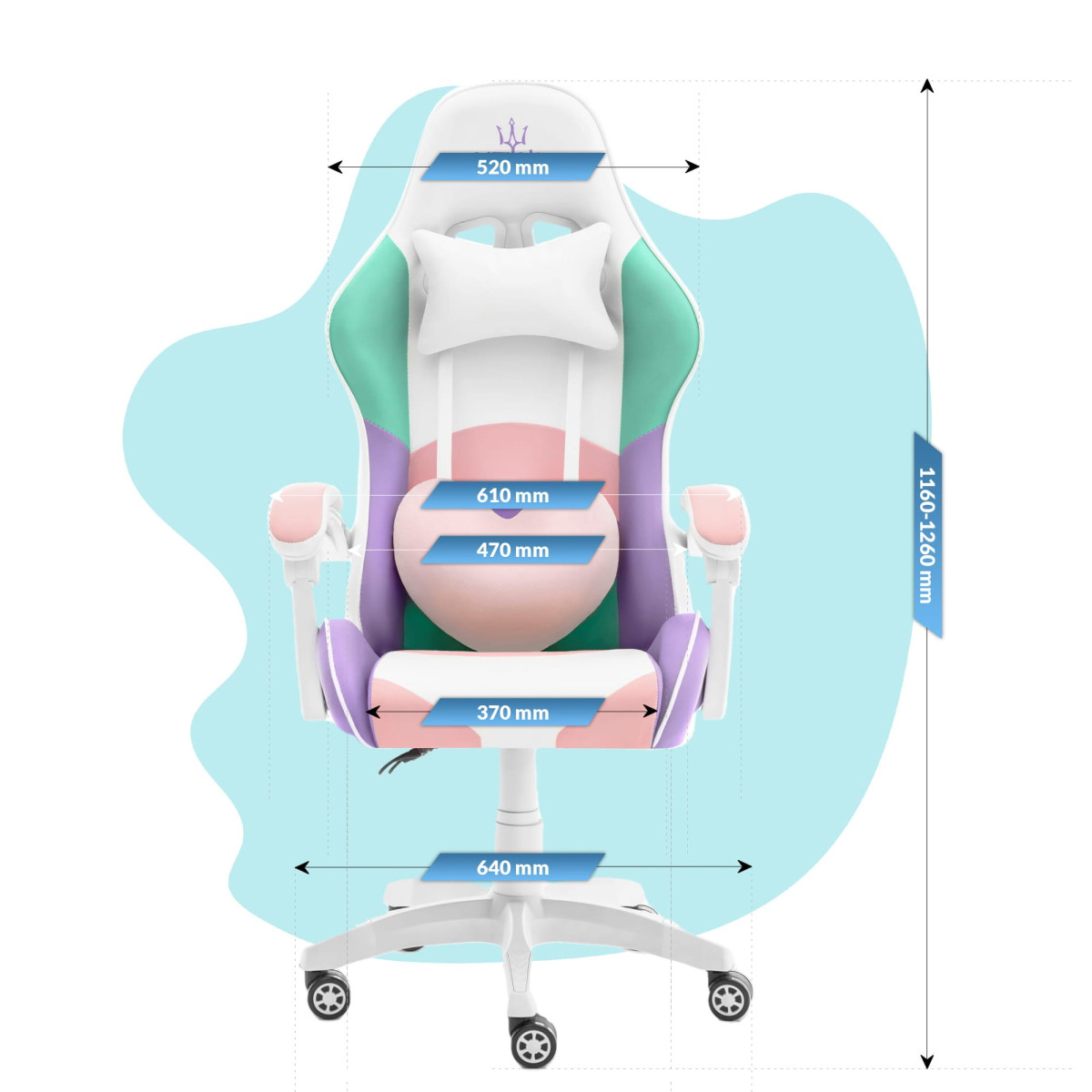 Scaun de jocuri colorat pentru copii cu rotițe