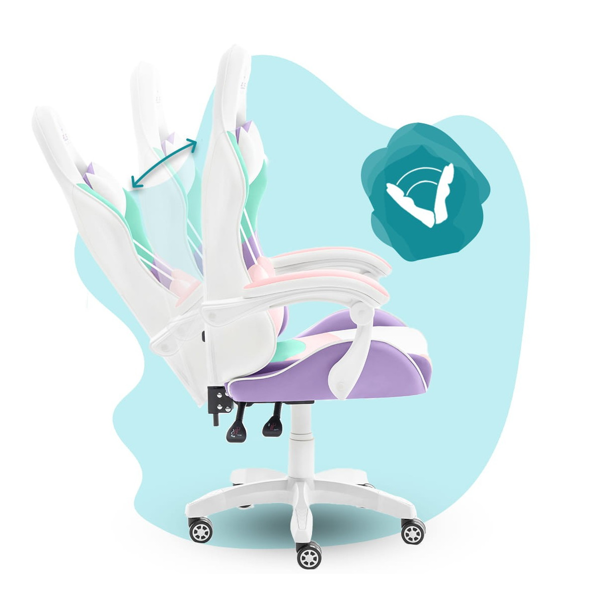 Scaun de jocuri colorat pentru copii cu rotițe