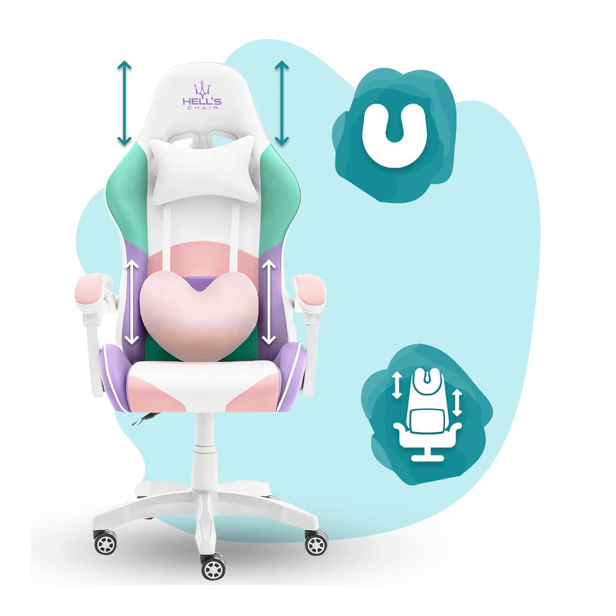 Scaun de jocuri colorat pentru copii cu rotițe