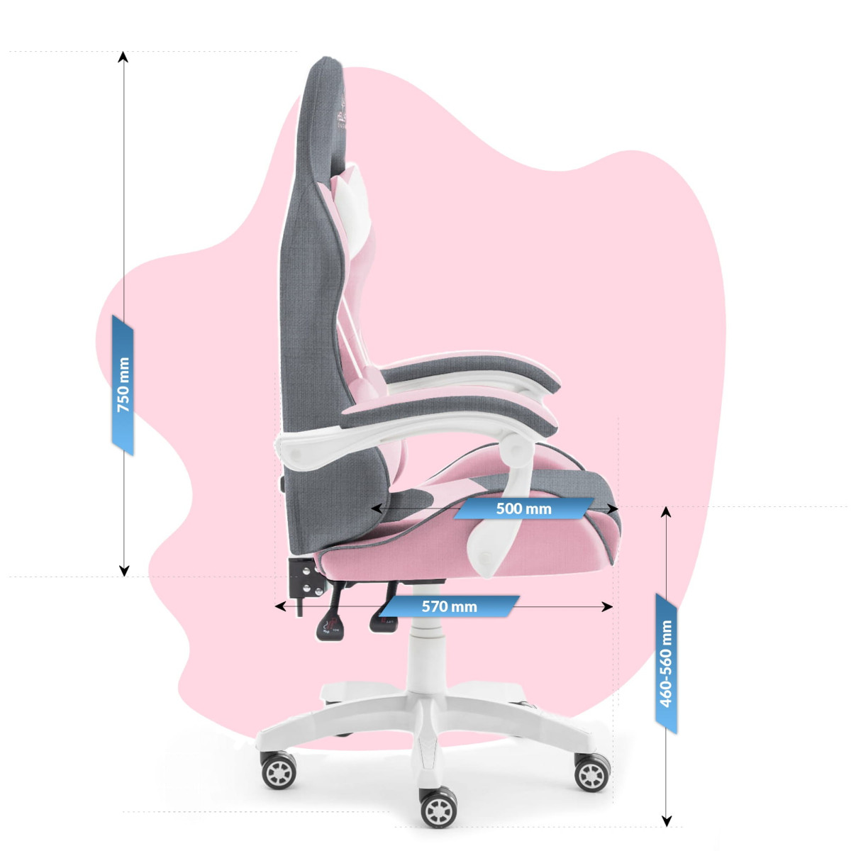 Scaun de joc pentru copii, reglabil, de culoare roz