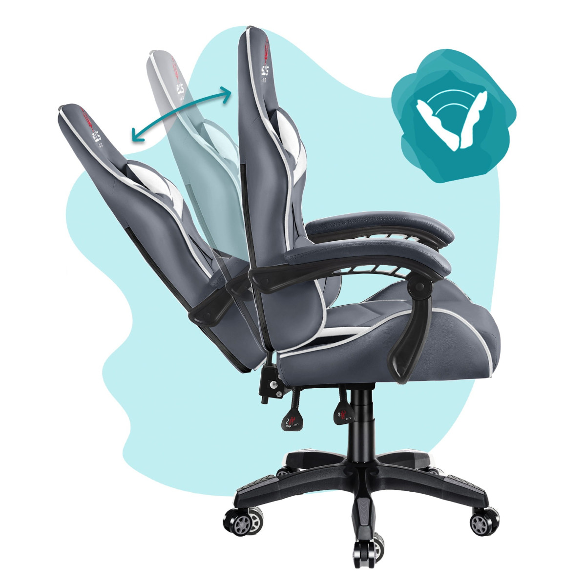 Scaun de joacă pentru copii, reglabil, de culoare gri