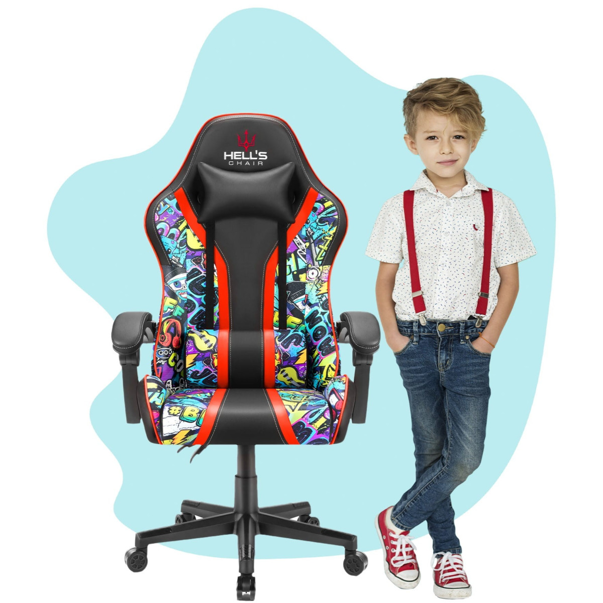 Scaun de jocuri pentru copii de calitate, cu model grafit.