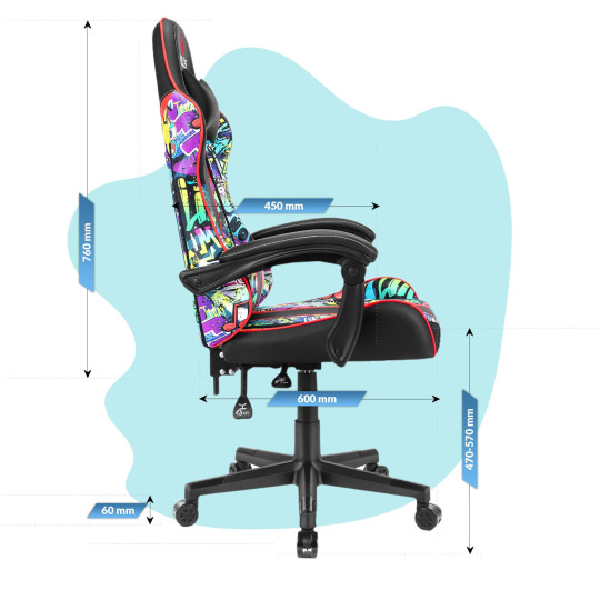 Scaun de jocuri pentru copii de calitate, cu model grafit.