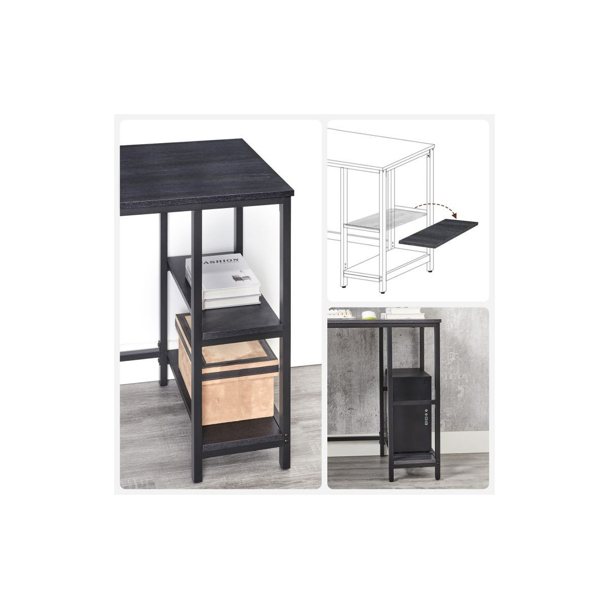 Birou de colț în culoarea neagră