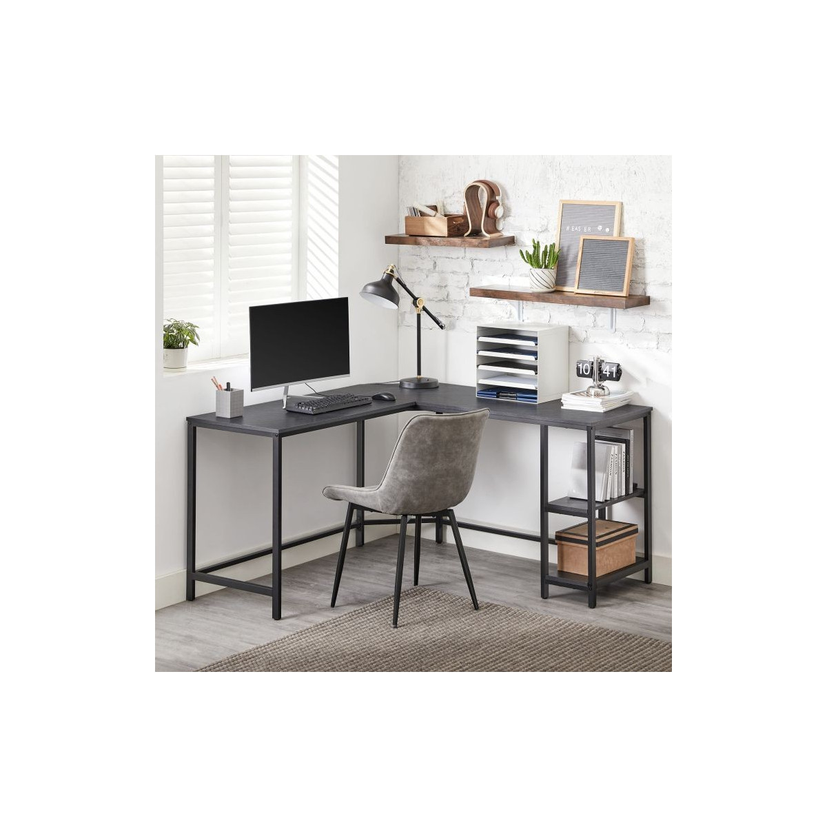 Birou de colț în culoarea neagră