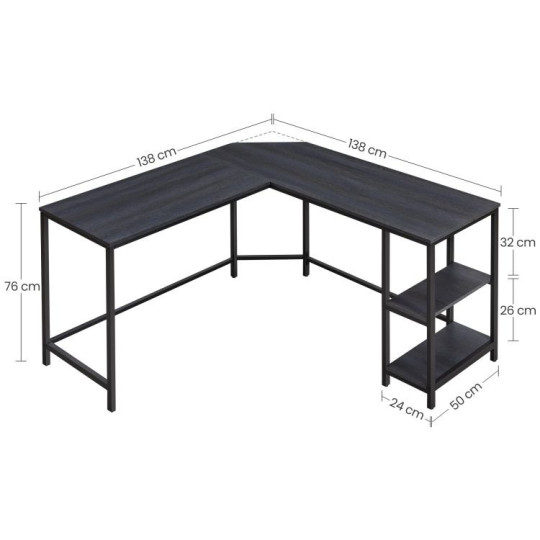 Birou de colț în culoarea neagră