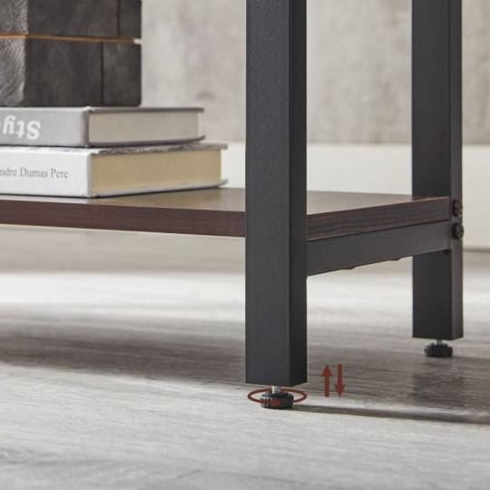 Birou de colț de birou de culoare maro cu rafturi