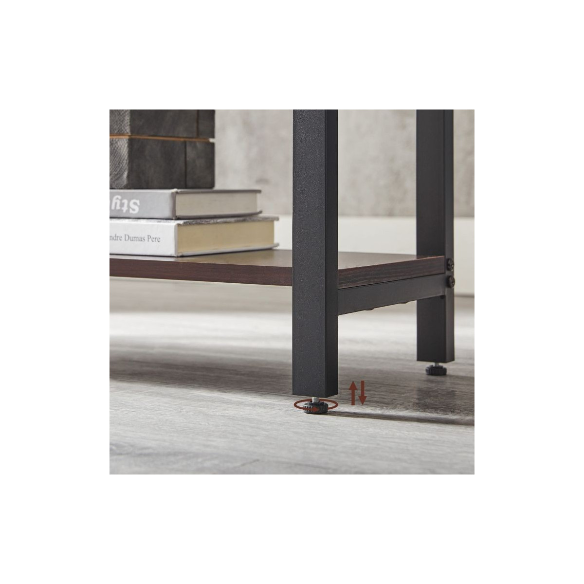 Birou de colț de birou de culoare maro cu rafturi