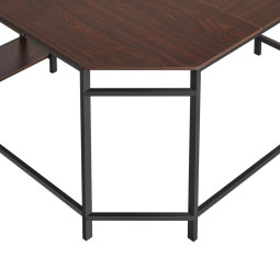 Birou de colț de birou de culoare maro cu rafturi