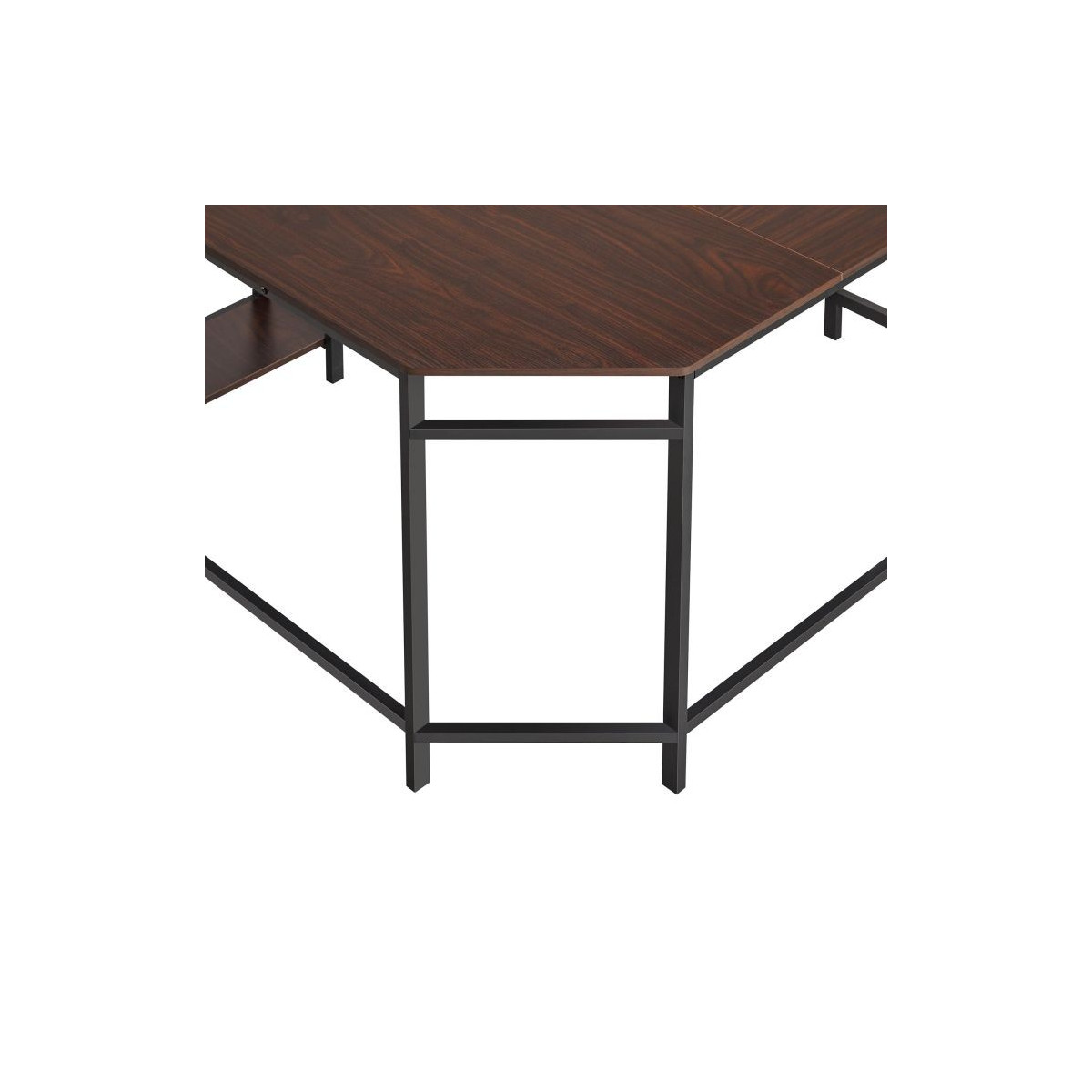 Birou de colț de birou de culoare maro cu rafturi