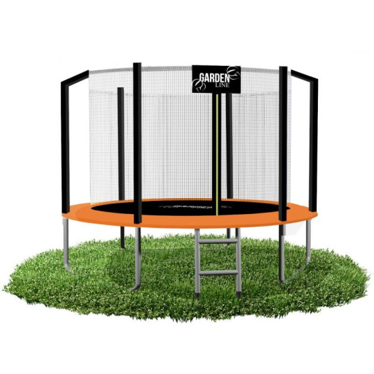 Trampolină premium portocalie cu plasă interioară de 305 cm