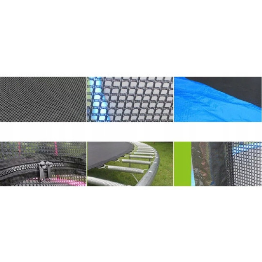 Trampolină de grădină de culoare verde cu plasă de protecție