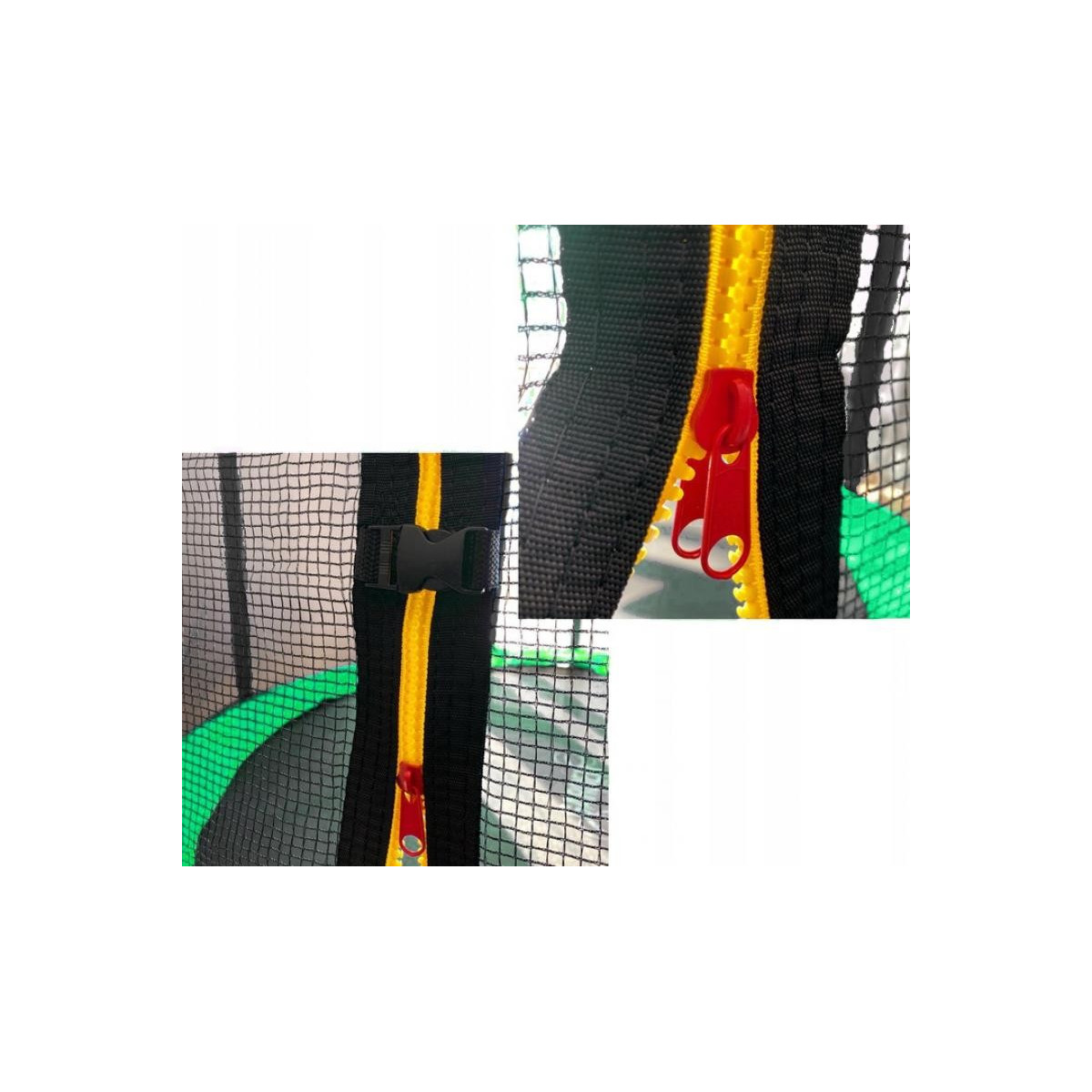 Trampolină de grădină de culoare verde cu plasă interioară de 374 cm