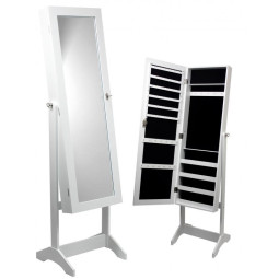 Cutie mare pentru bijuterii cu oglindă, de culoare albă 41,5 x 35,5 x 147 cm