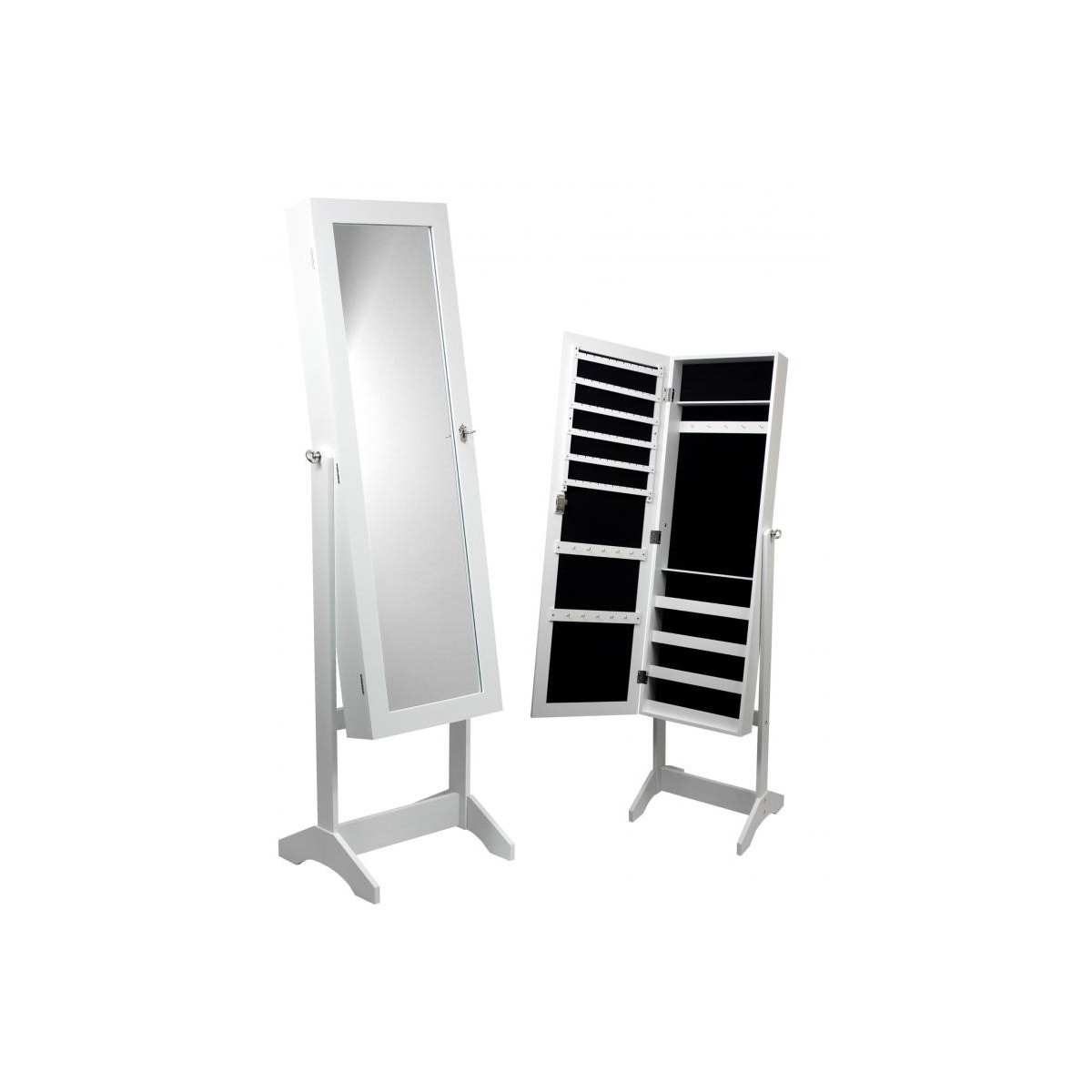 Cutie mare pentru bijuterii cu oglindă, de culoare albă 41,5 x 35,5 x 147 cm
