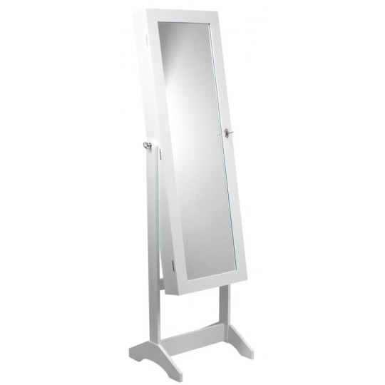 Cutie mare pentru bijuterii cu oglindă, de culoare albă 41,5 x 35,5 x 147 cm