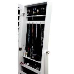 Cutie mare pentru bijuterii cu oglindă, de culoare albă 41,5 x 35,5 x 147 cm