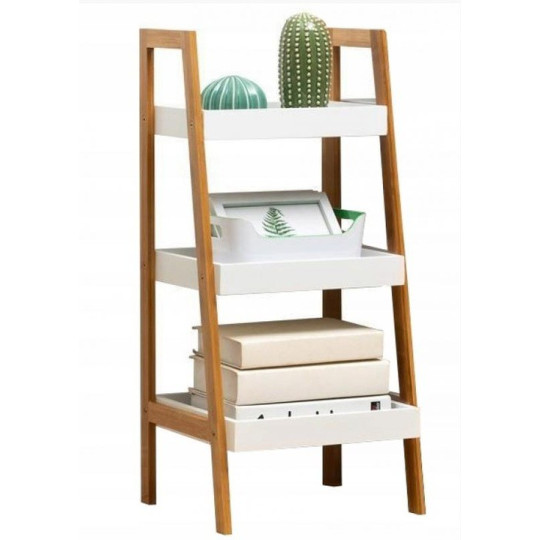Raft din lemn de culoare albă cu rafturi 30x30x75 cm