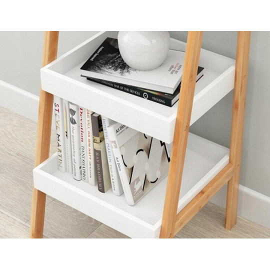 Raft din lemn de culoare albă cu rafturi 30x30x75 cm