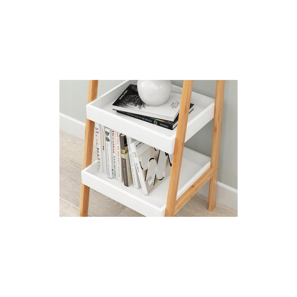 Raft din lemn de culoare albă cu rafturi 30x30x75 cm