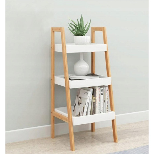 Raft din lemn de culoare albă cu rafturi 30x30x75 cm