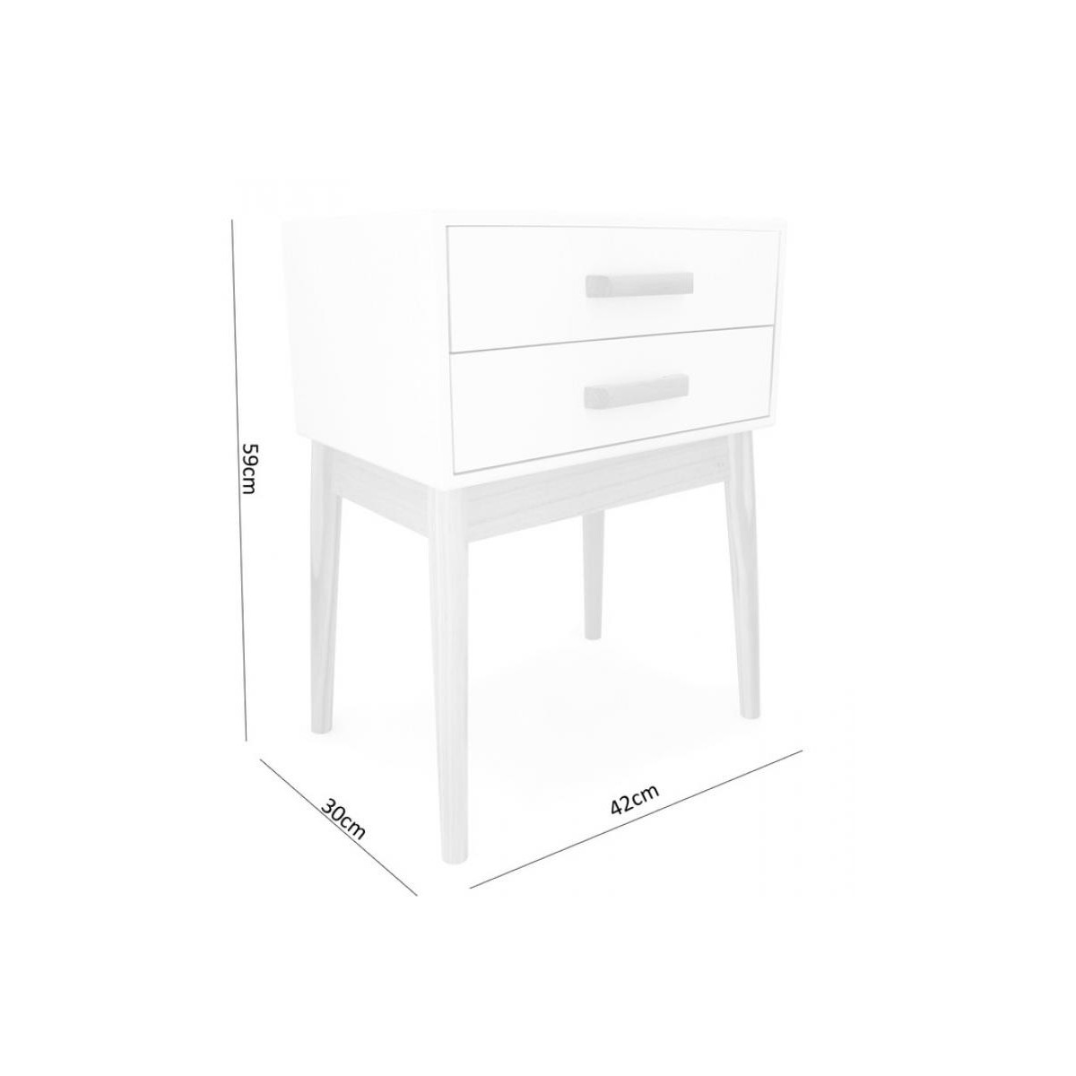 Noptiera scandinavă albă cu 2 sertare