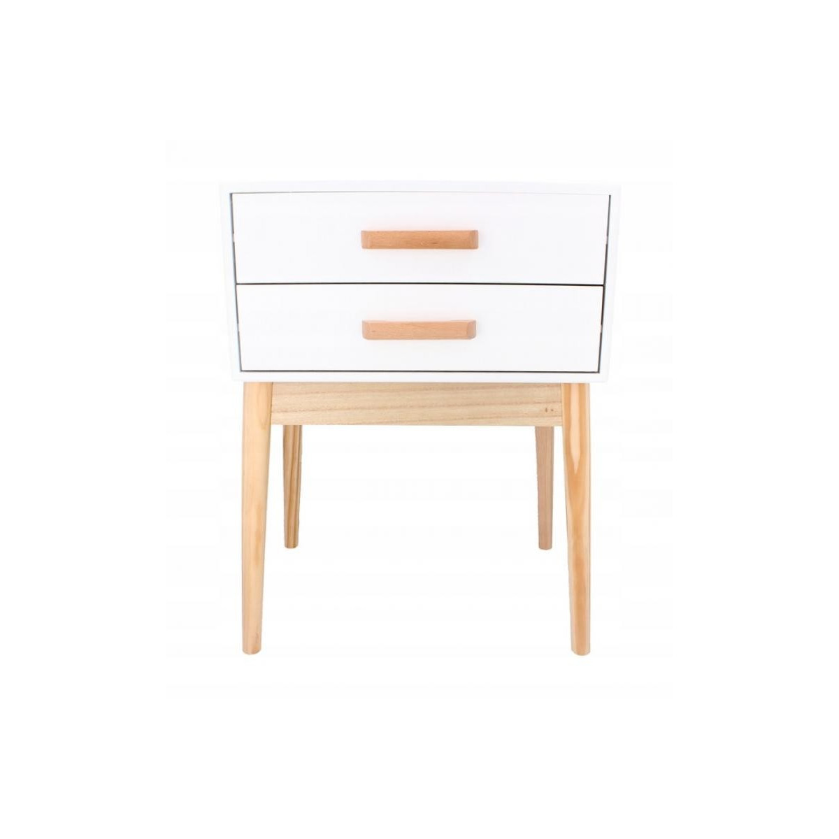 Noptiera scandinavă albă cu 2 sertare