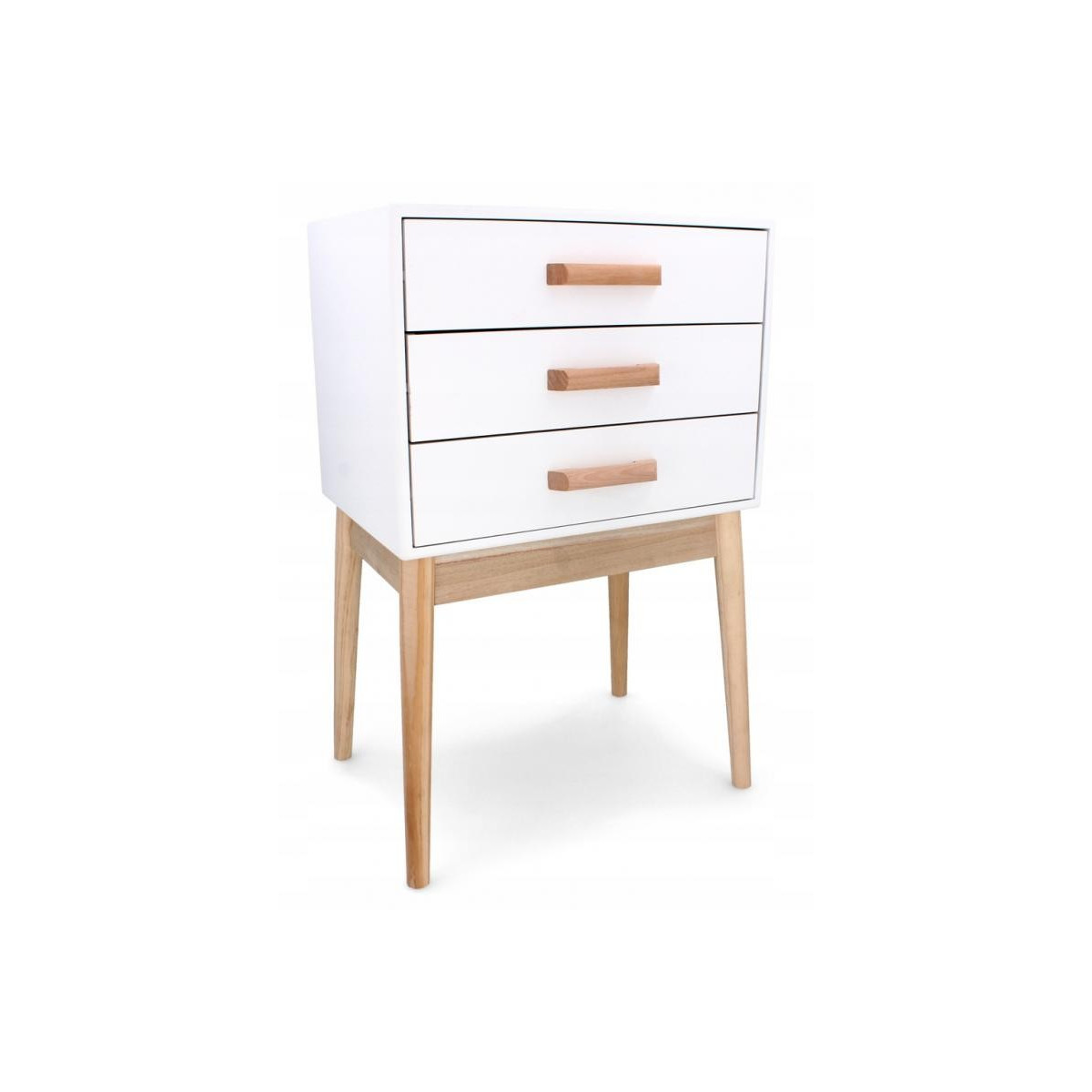 Masa de noapte albă cu 3 sertare